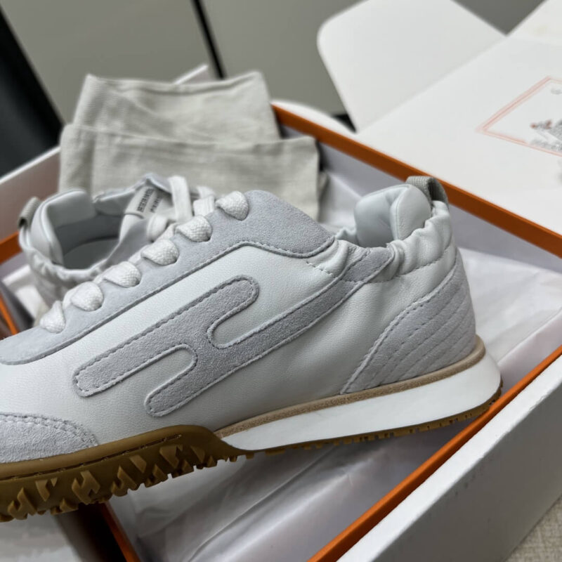 Hermes Jet Sneakers in White Suede Leather - Image 3