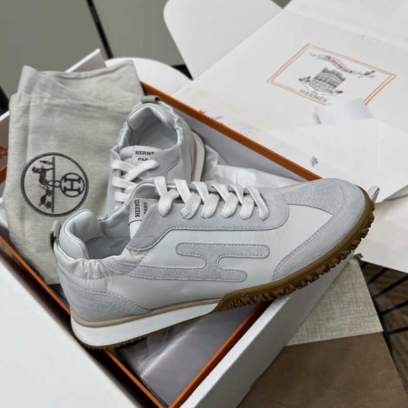 Hermes Jet Sneakers in White Suede Leather - Image 4
