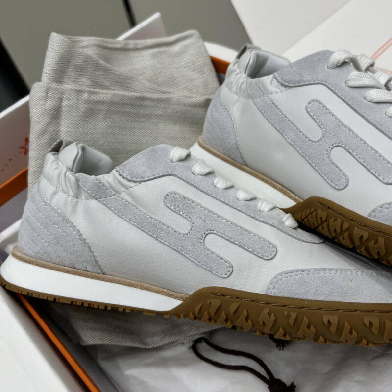 Hermes Jet Sneakers in White Suede Leather - Image 5
