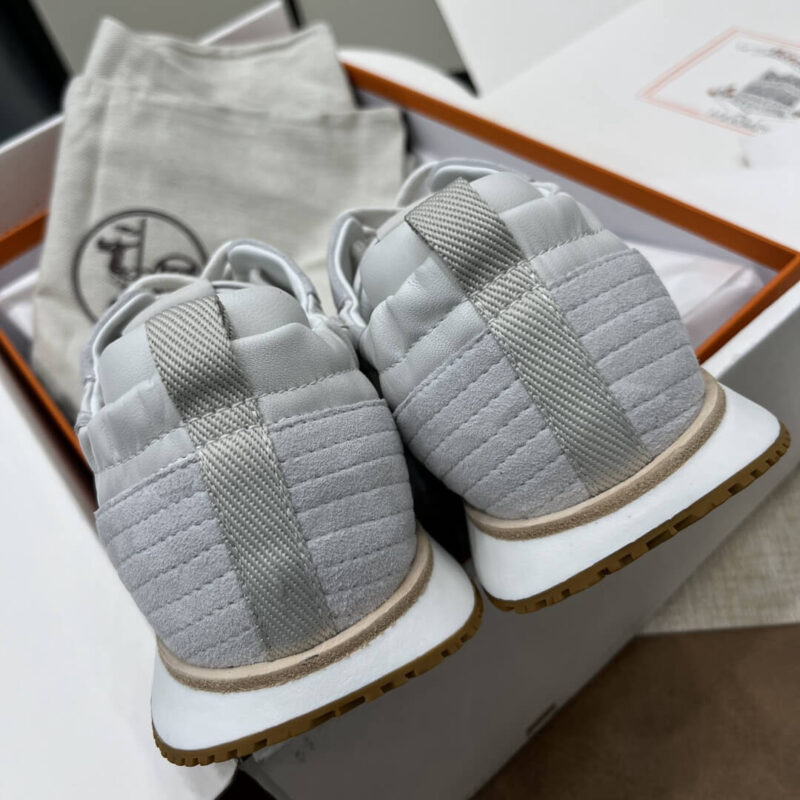 Hermes Jet Sneakers in White Suede Leather - Image 2