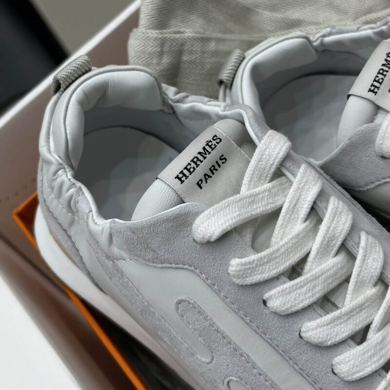 Hermes Jet Sneakers in White Suede Leather - Image 6