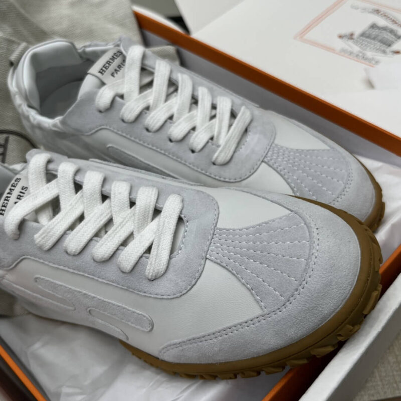 Hermes Jet Sneakers in White Suede Leather - Image 7