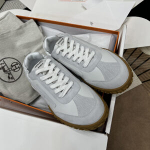 Hermes Jet Sneakers in White Suede Leather