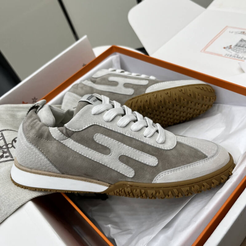 Hermes Jet Sneakers in Grey Suede Leather - Image 3