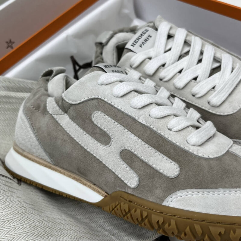 Hermes Jet Sneakers in Grey Suede Leather - Image 4