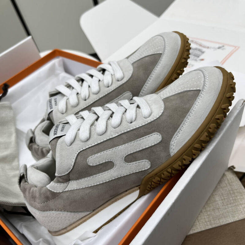 Hermes Jet Sneakers in Grey Suede Leather - Image 7