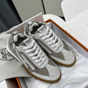 Hermes Jet Sneakers in Grey Suede Leather