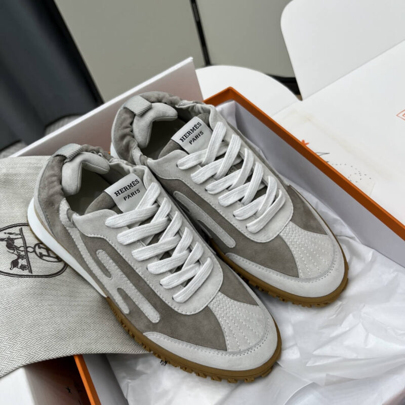 Hermes Jet Sneakers in Grey Suede Leather