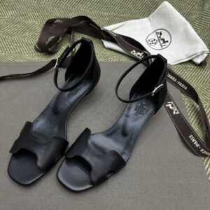 Hermes Joy Sandals With Black Leather