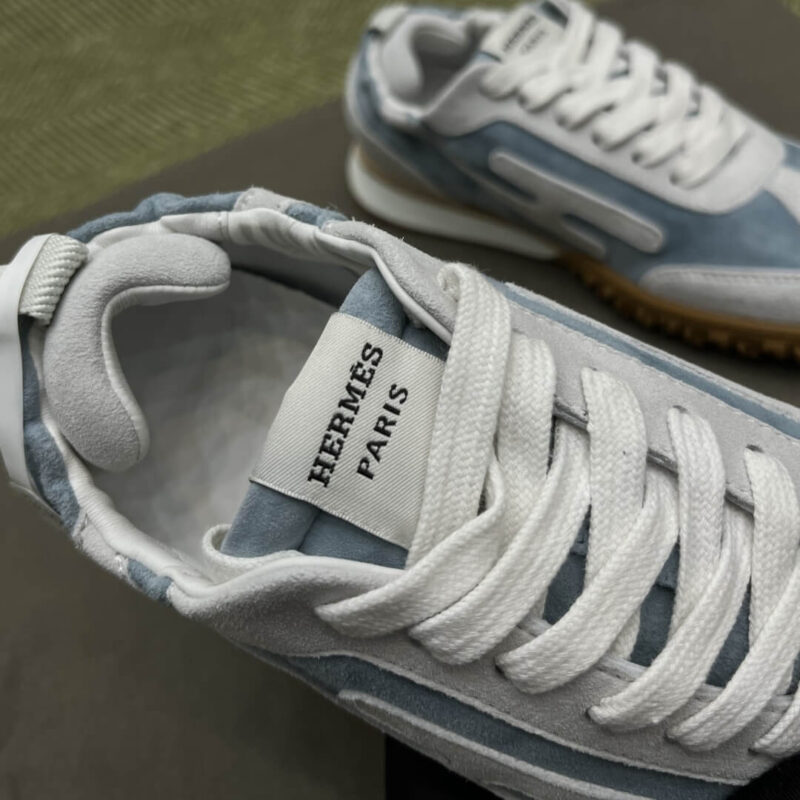 Hermes Jet Sneakers in Blue Suede Leather - Image 2