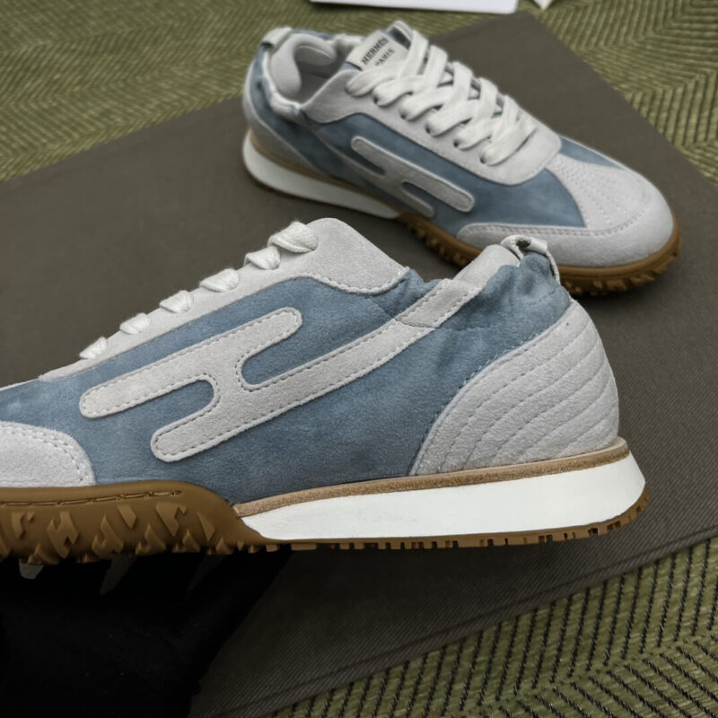 Hermes Jet Sneakers in Blue Suede Leather - Image 3