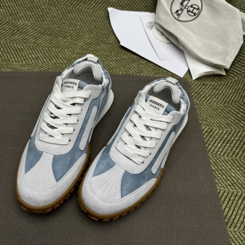 Hermes Jet Sneakers in Blue Suede Leather - Image 5
