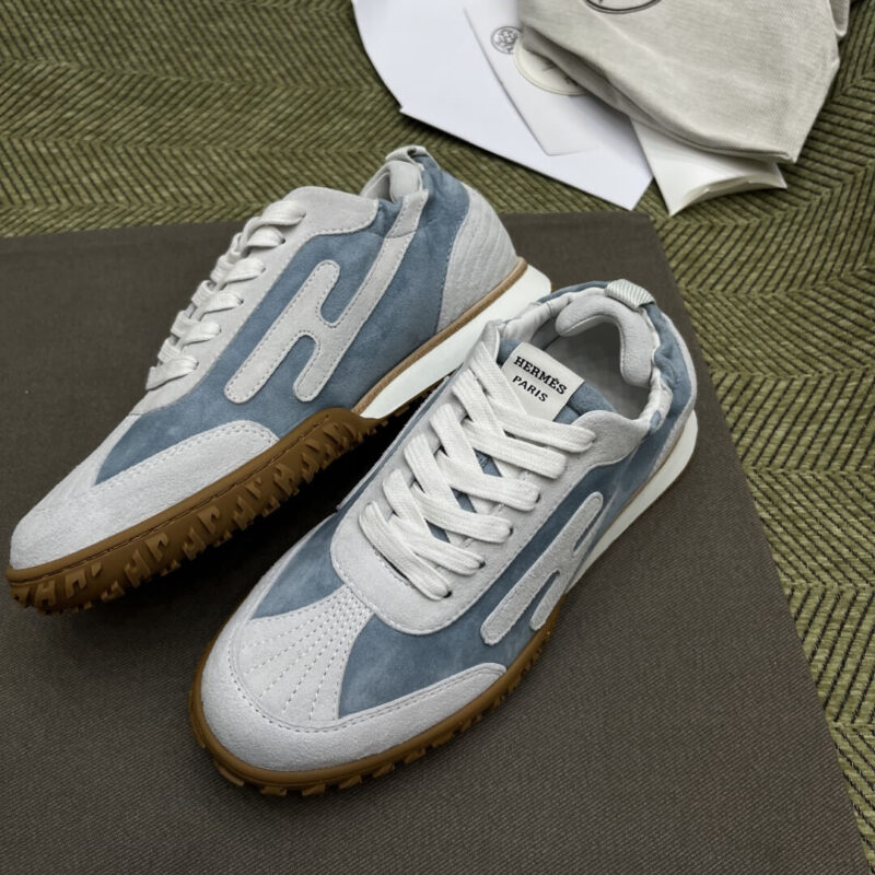 Hermes Jet Sneakers in Blue Suede Leather - Image 6