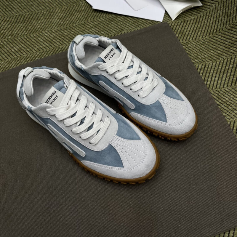 Hermes Jet Sneakers in Blue Suede Leather
