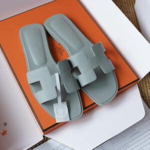 Hermes Oran Sandals with Grey Epsom Leather