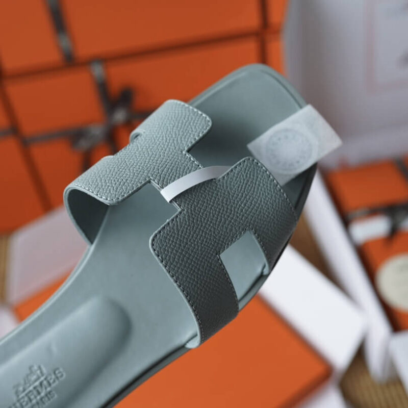 Hermes Oran Sandals with Grey Epsom Leather - Image 6