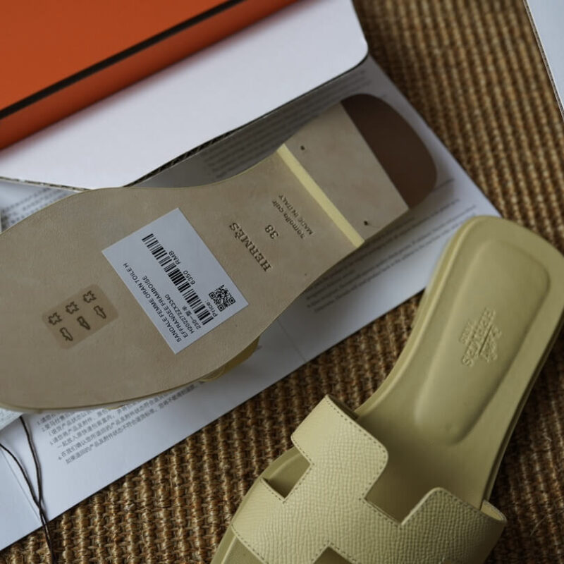 Hermes Oran Sandals with Yellow Epsom Leather - Image 6