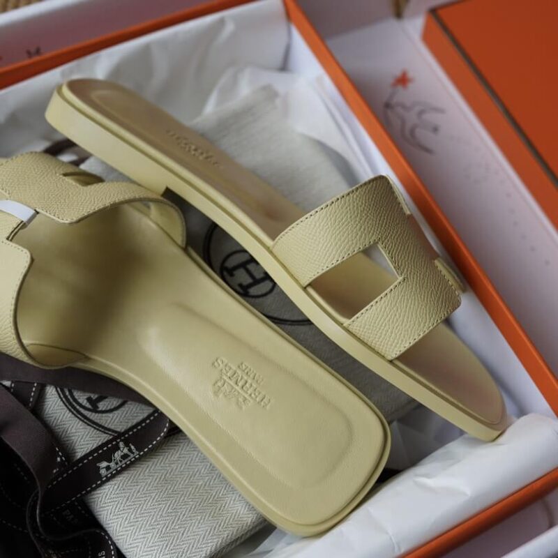 Hermes Oran Sandals with Yellow Epsom Leather - Image 9