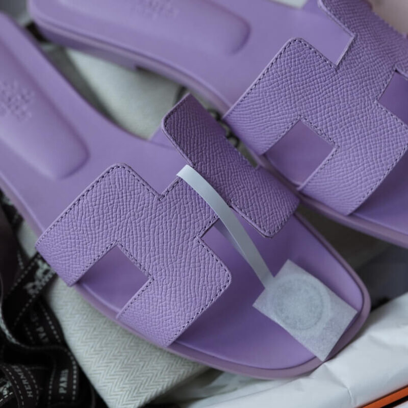 Hermes Oran Sandals with Purple Epsom Leather - Image 4
