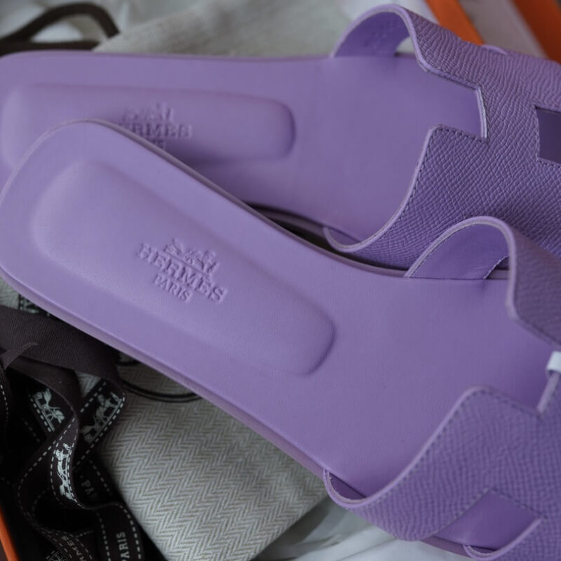 Hermes Oran Sandals with Purple Epsom Leather - Image 5