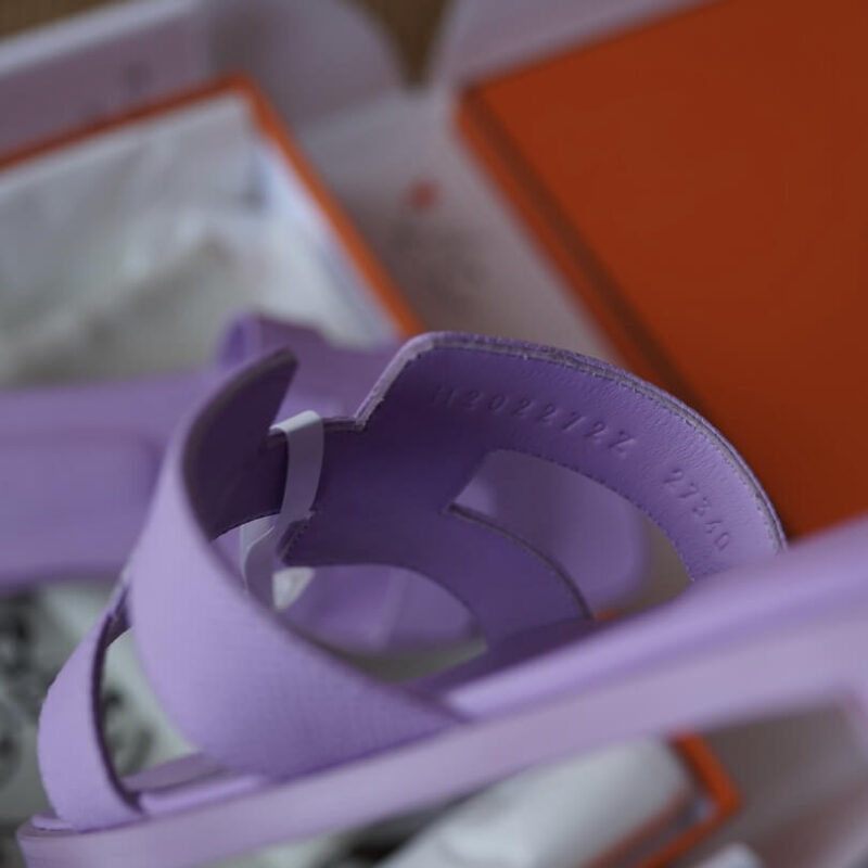 Hermes Oran Sandals with Purple Epsom Leather - Image 7