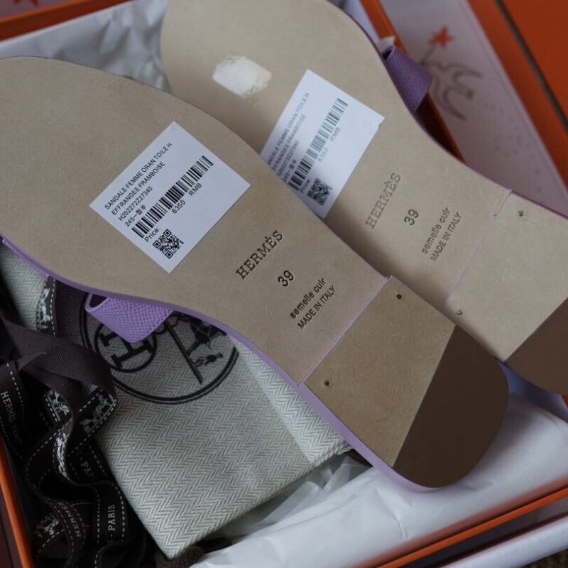 Hermes Oran Sandals with Purple Epsom Leather - Image 8
