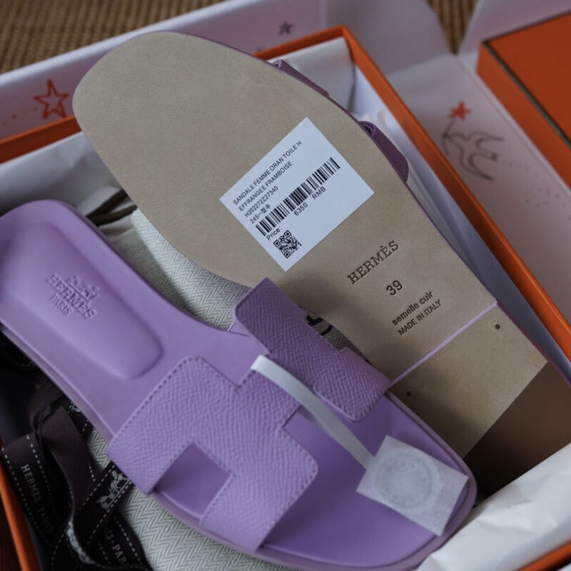 Hermes Oran Sandals with Purple Epsom Leather - Image 3