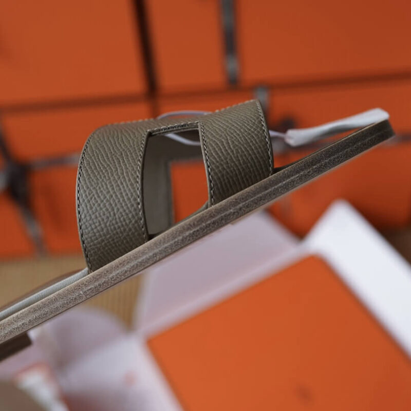 Hermes Oran Sandals with Grey Epsom Leather - Image 8