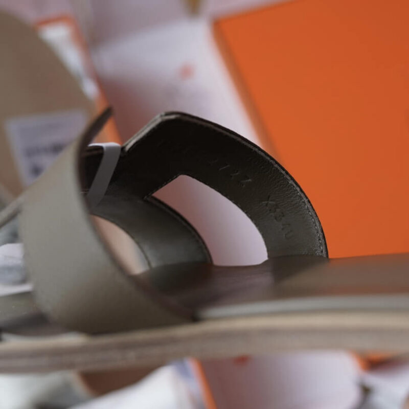 Hermes Oran Sandals with Grey Epsom Leather - Image 9