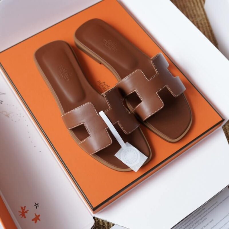 Hermes Oran Sandals with Gold Epsom Leather - Image 8