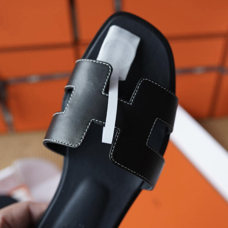 Hermes Oran Sandals with Black Swift Leather - Image 2