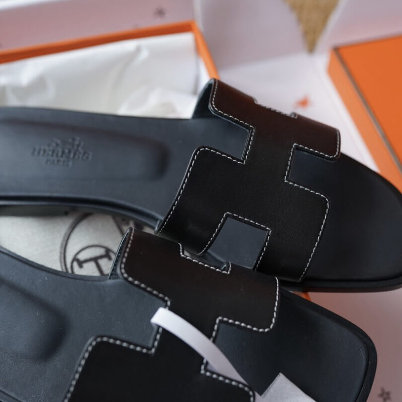 Hermes Oran Sandals with Black Swift Leather - Image 7