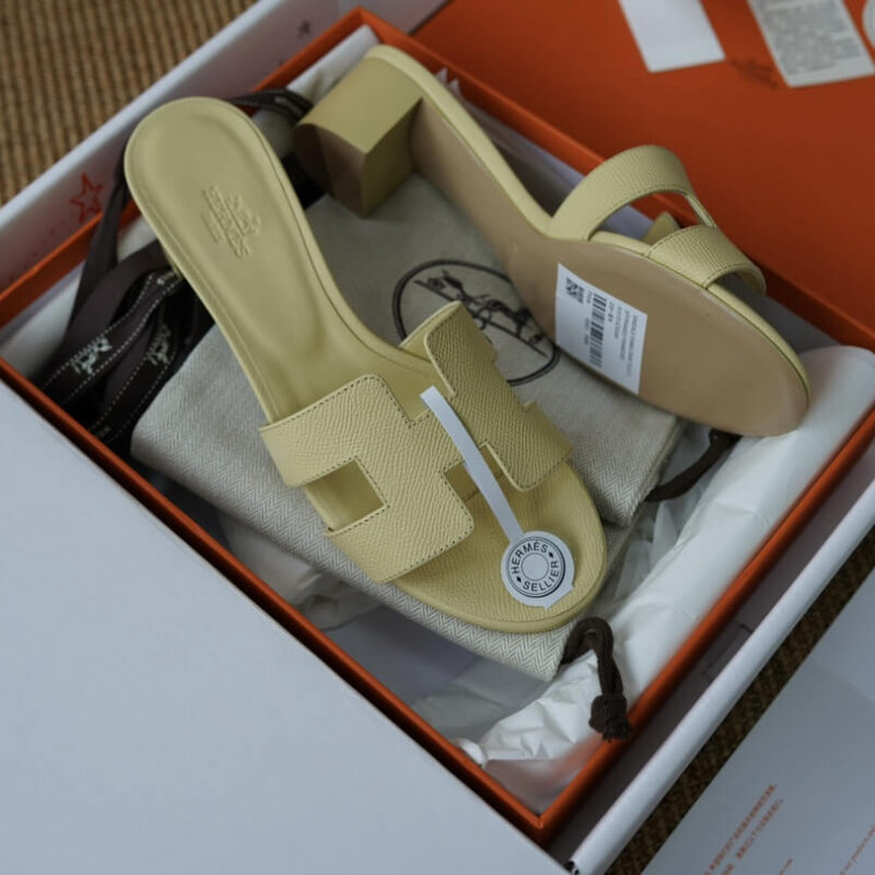 Hermes Oasis Sandals with Yellow Epsom Leather - Image 6