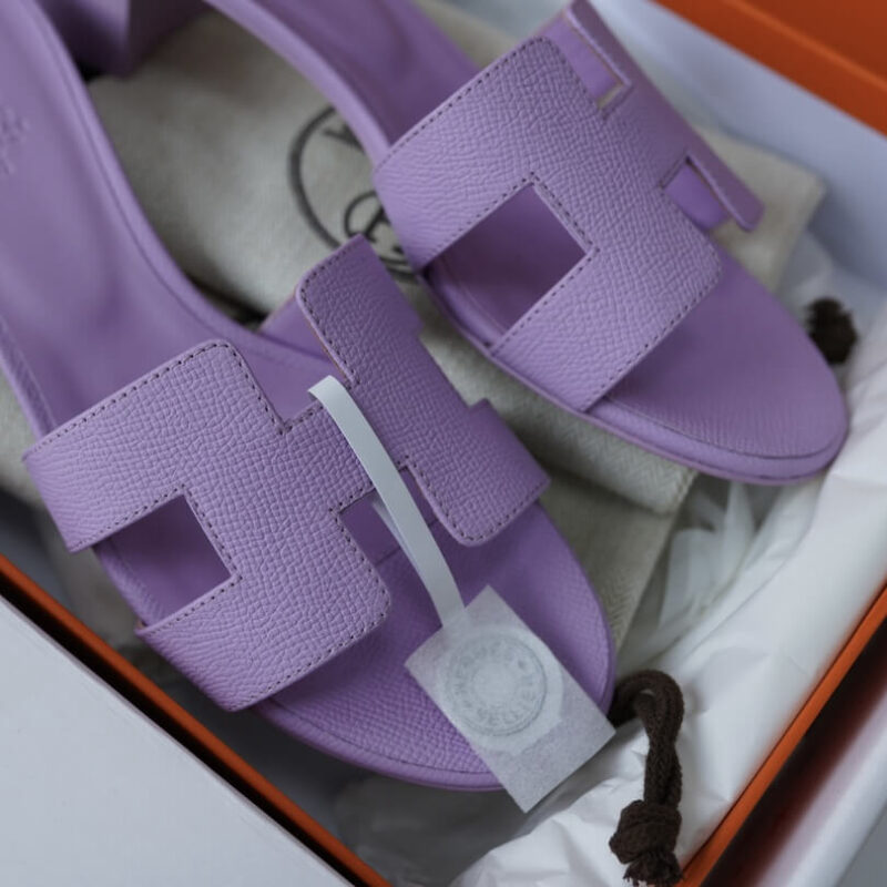 Hermes Oasis Sandals with Purple Epsom Leather - Image 3