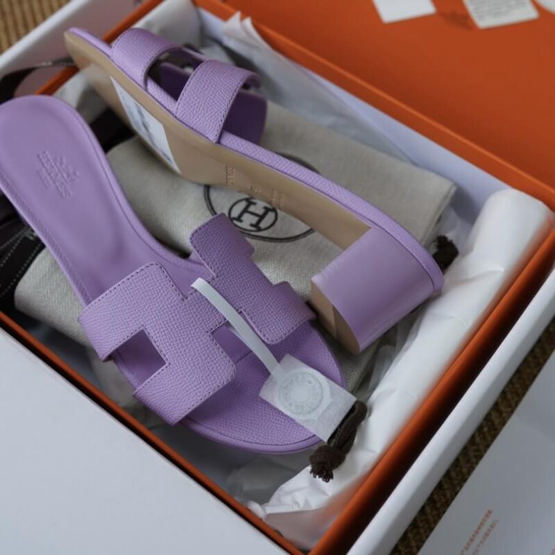 Hermes Oasis Sandals with Purple Epsom Leather - Image 4