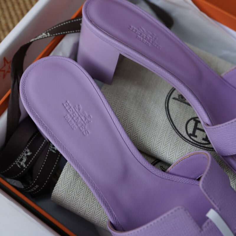 Hermes Oasis Sandals with Purple Epsom Leather - Image 5