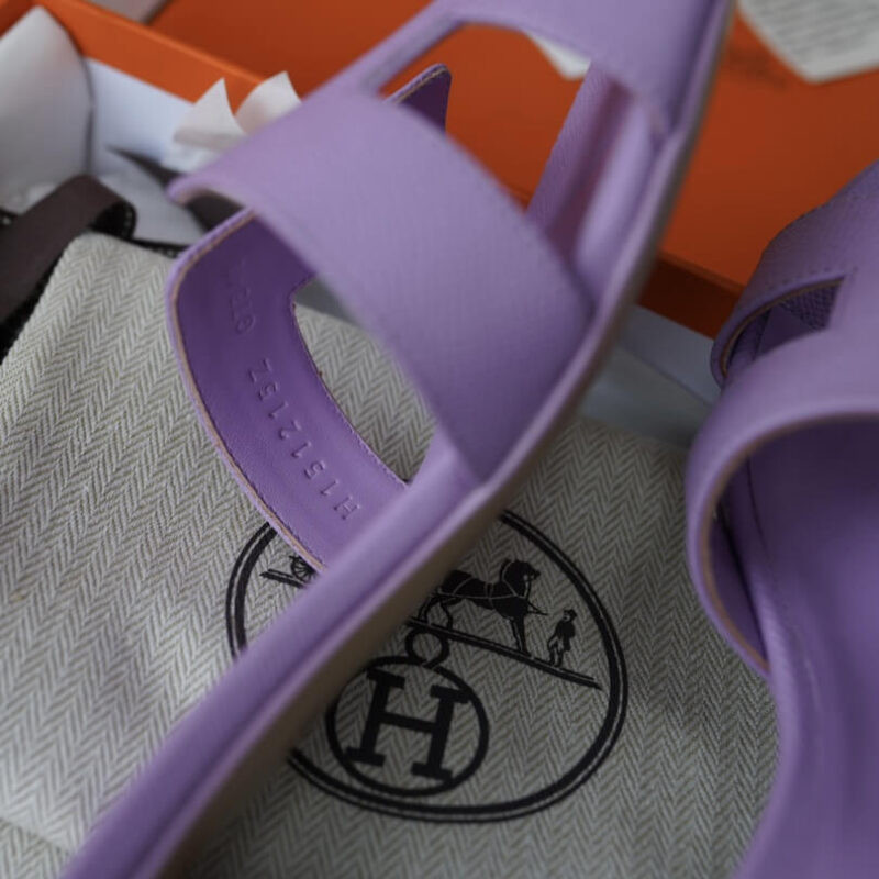 Hermes Oasis Sandals with Purple Epsom Leather - Image 9