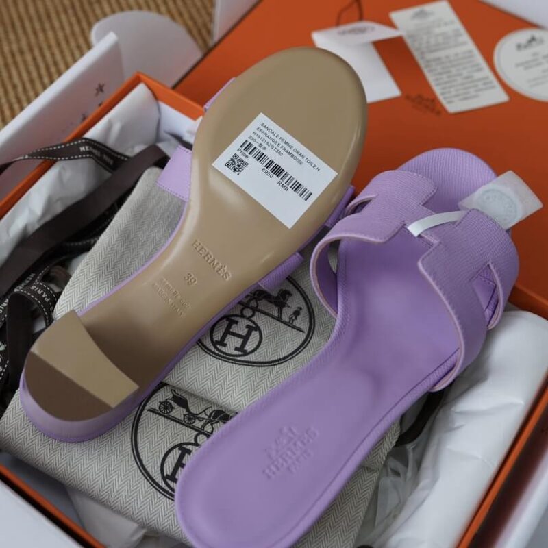 Hermes Oasis Sandals with Purple Epsom Leather - Image 2