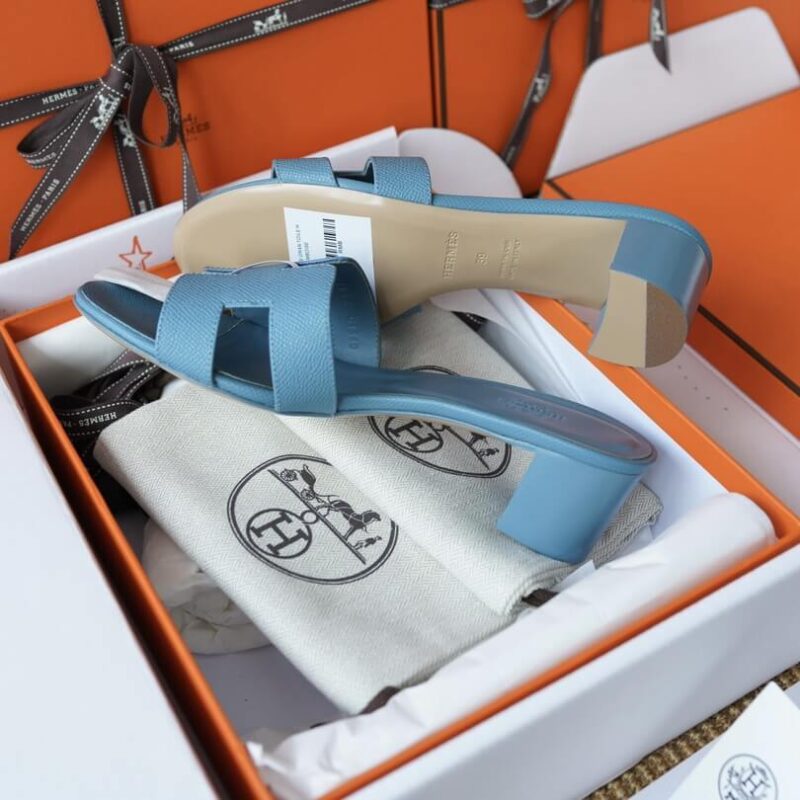 Hermes Oasis Sandals with Blue Epsom Leather - Image 3
