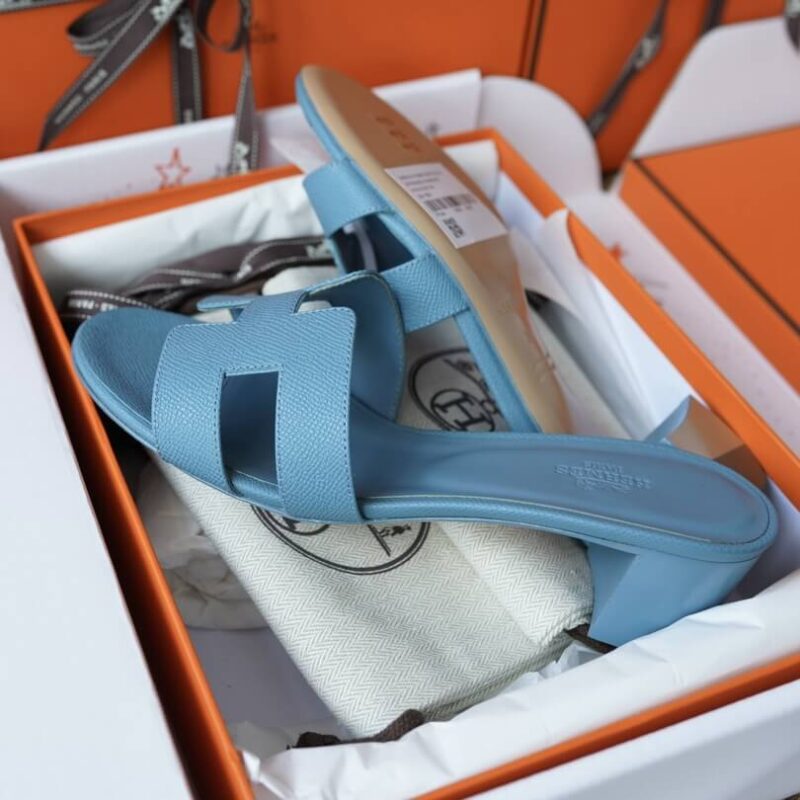 Hermes Oasis Sandals with Blue Epsom Leather - Image 5