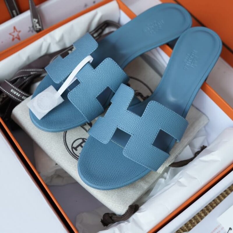 Hermes Oasis Sandals with Blue Epsom Leather - Image 7