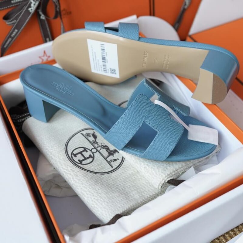 Hermes Oasis Sandals with Blue Epsom Leather - Image 8