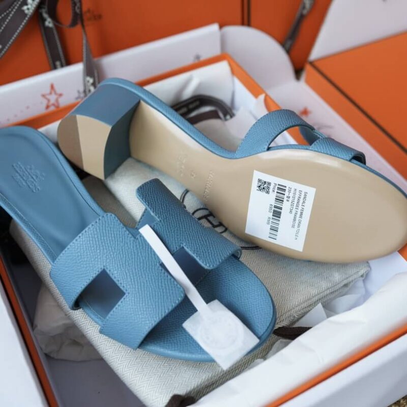 Hermes Oasis Sandals with Blue Epsom Leather - Image 9
