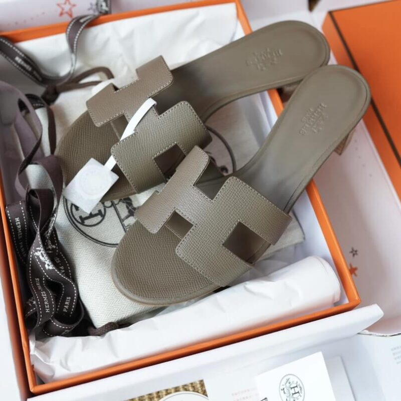 Hermes Oasis Sandals with Etoupe Epsom Leather