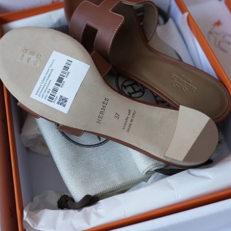 Hermes Oasis Sandals with Gold Box Leather - Image 2