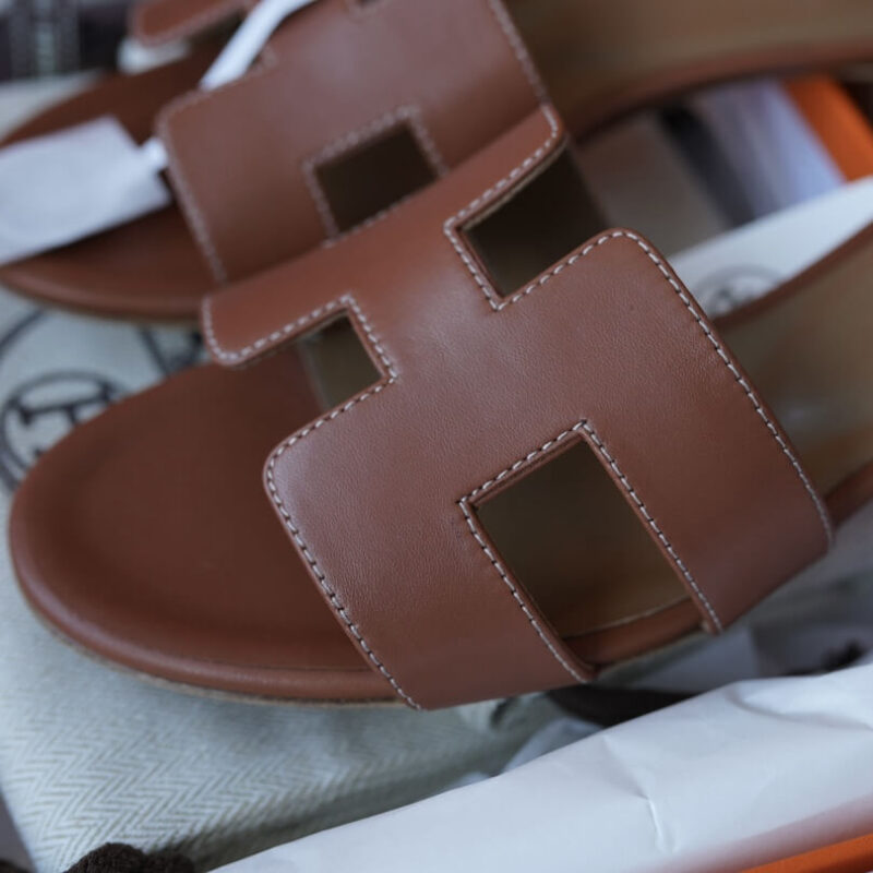 Hermes Oasis Sandals with Gold Box Leather - Image 5
