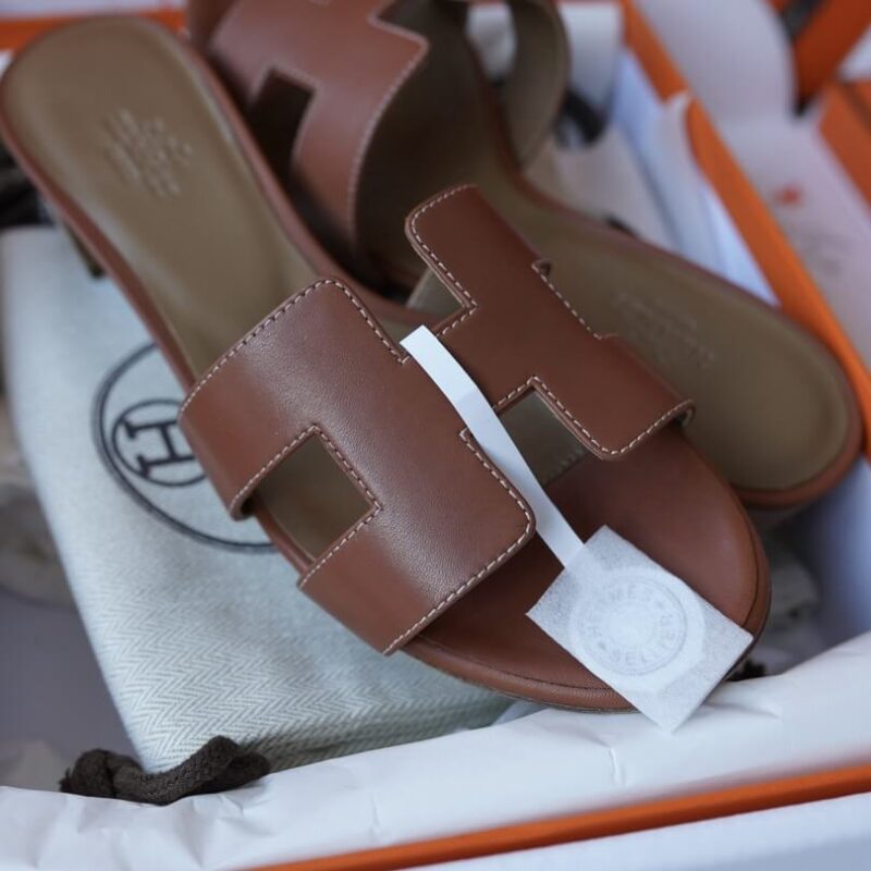 Hermes Oasis Sandals with Gold Box Leather - Image 6