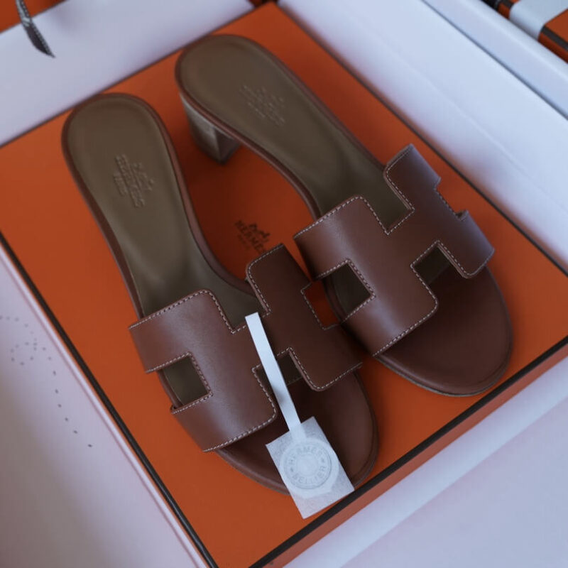 Hermes Oasis Sandals with Gold Box Leather - Image 7