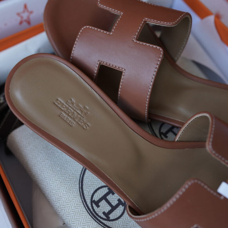 Hermes Oasis Sandals with Gold Box Leather - Image 8