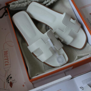 Hermes Oran Sandals with White Box Leather